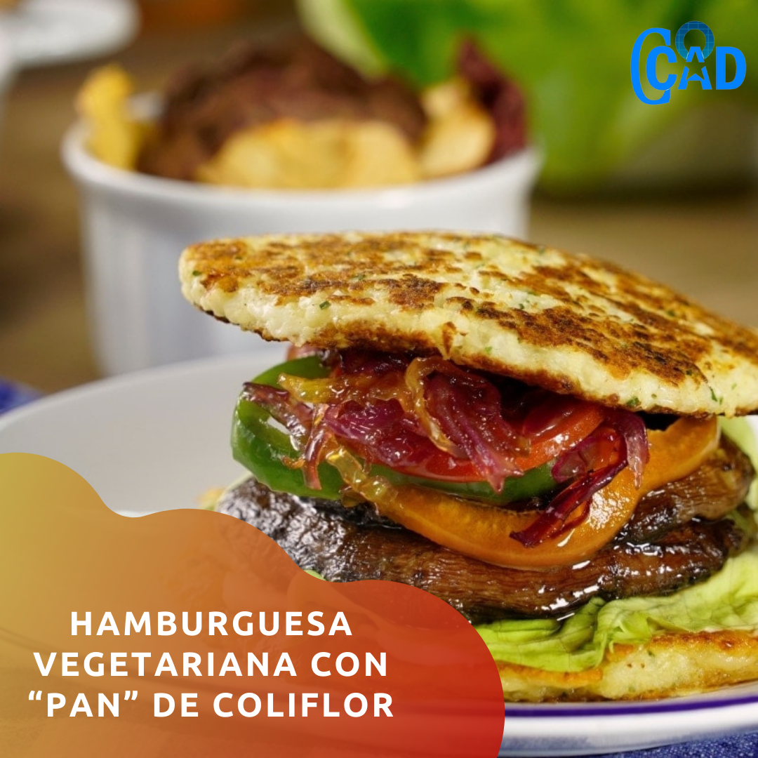 Nuestra cocina. Hamburguesa vegetariana con “pan” de coliflor.