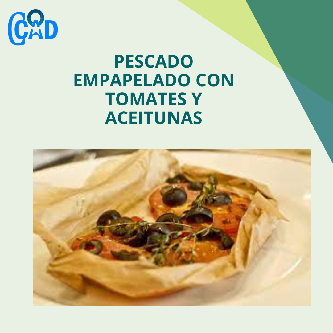 Nuestra cocina. PESCADO EMPAPELADO CON TOMATES Y ACEITUNAS