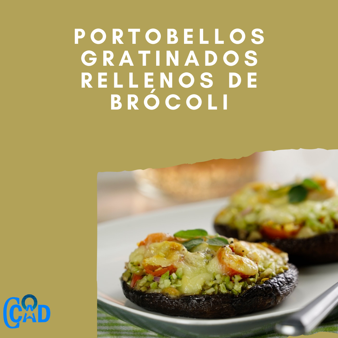 Nuestra cocina. Portobellos gratinados rellenos de brócoli.